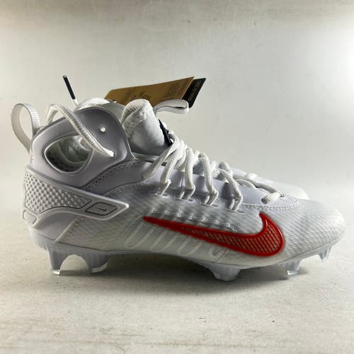 Nike Huarache 9 Elite Mid Lacrosse Cleats White Orange Mens Size 7.5 FV6146-102