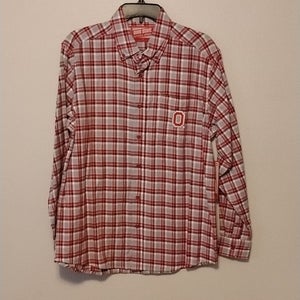 nwt ohio state buckeyes plaid flannel shirt mens small