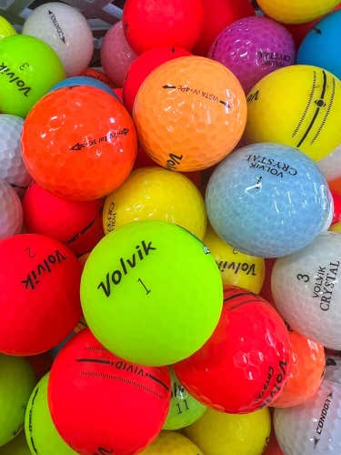 4 Dozen Near Mint AAAA Volvik Colored Used Golf Balls with Mesh Bag