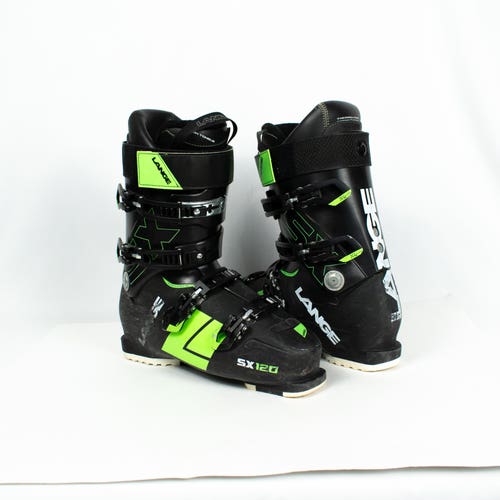 Lange SX 120 Ski Boots Men's 11.5 Mondo 29.5 All Mountain Stiff 120 Flex Black/Green Used