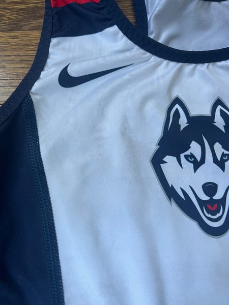 Nike Team Issued UConn Huskies Wrestling Singlet Men’s Size S CAA Blue White Nike Team Issued UConn