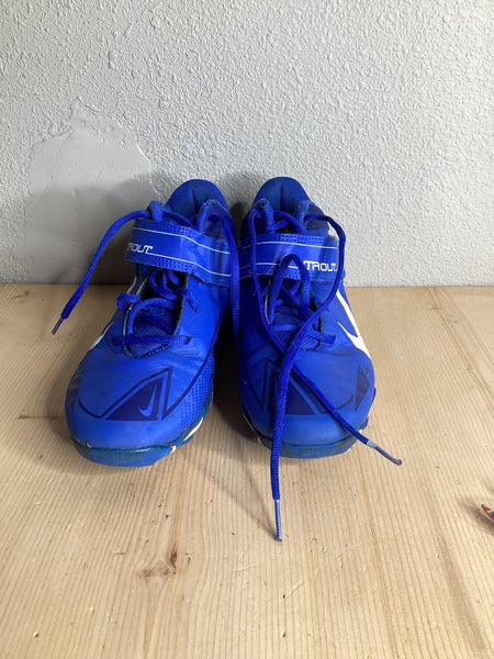 Blue Kid's Used Youth Nike Trout High Top Footwear Molded Cleats 6Y