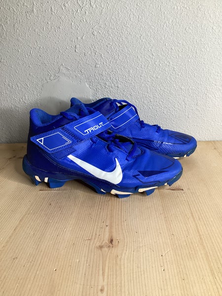 Blue Kid's Used Youth Nike Trout High Top Footwear Molded Cleats 6Y