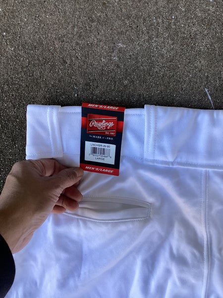 White New Large Adult Men's Rawlings Game Pants
