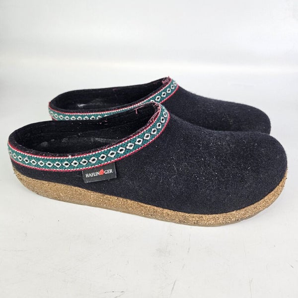 Haflinger GZ Grizzly Classic Wool Clog Slipper Shoe Men's Size: 46 / 13 Black