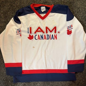 Vintage Used Molson Canadian Large White Hockey Jersey