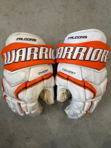 14” Bowling Green Falcons Warrior Covert Pro (Used) Hockey Gloves White