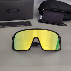 Oakley Sutro Sports Shield Sunglasses Matte Black Frame Gold Mirror Prizm Lens