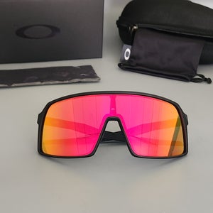 Oakley Sutro Shield Sunglasses Matte Black Frame Red-Orange Mirror Prizm Lens