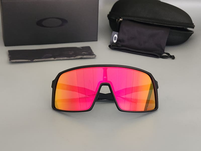 Oakley Sunglasses - Black Frame with Red-Orange Prizm Lenses Oakley HSTN Sunglasses with Matte Carbon Frame and Prizm  main image 4