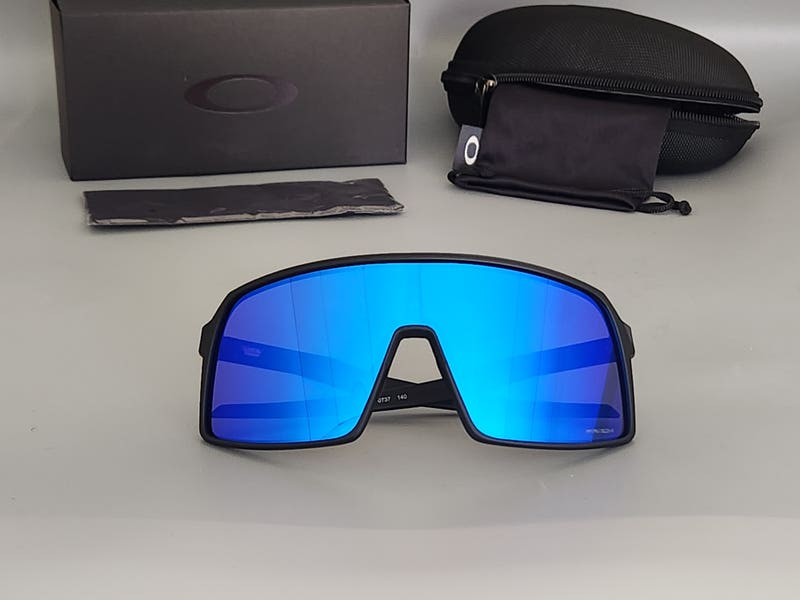 Oakley Sutro Sports Shield Sunglasses Matte Black Frame Blue  display picture 1