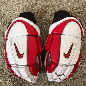 Vintage 1997 Nike Virtuoso Hockey Gloves 14” White/Red - NEW palms!