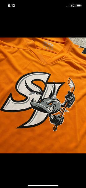 AHL San Jose Barracuda Orange Jersey Size Medium Men's Give Away