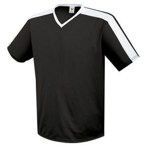 High Five Adult 322730 Genesis Medium Black White SS Vneck Soccer Jersey NEW