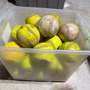 Softball Bucket of balls (28 mixed softball balls)