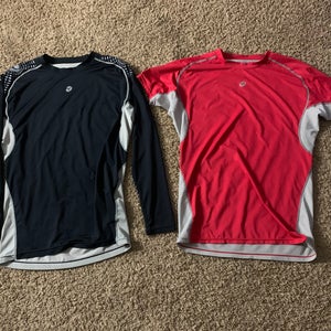 Black / Red Adult Unisex Compression Shirt X2 1 Short Sleeve 1 Long sleeve