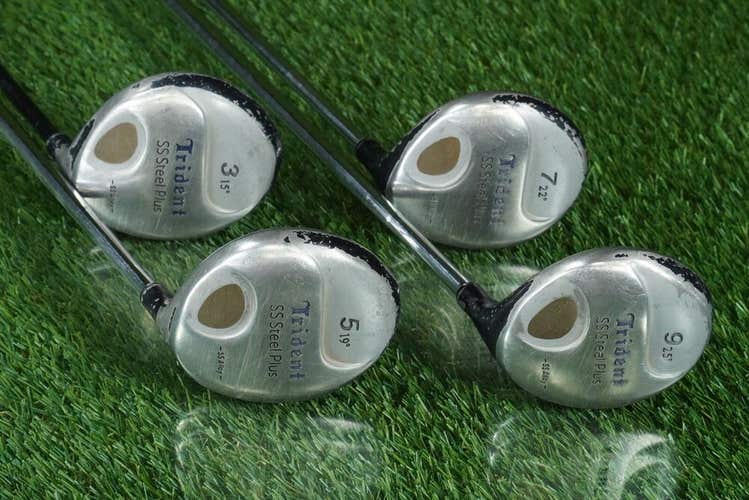 TRIDENT SS STEEL PLUS WOODS SET 3W+5W+7W+9W SS ALLOY STIFF FLEX RH ~ W@W!!