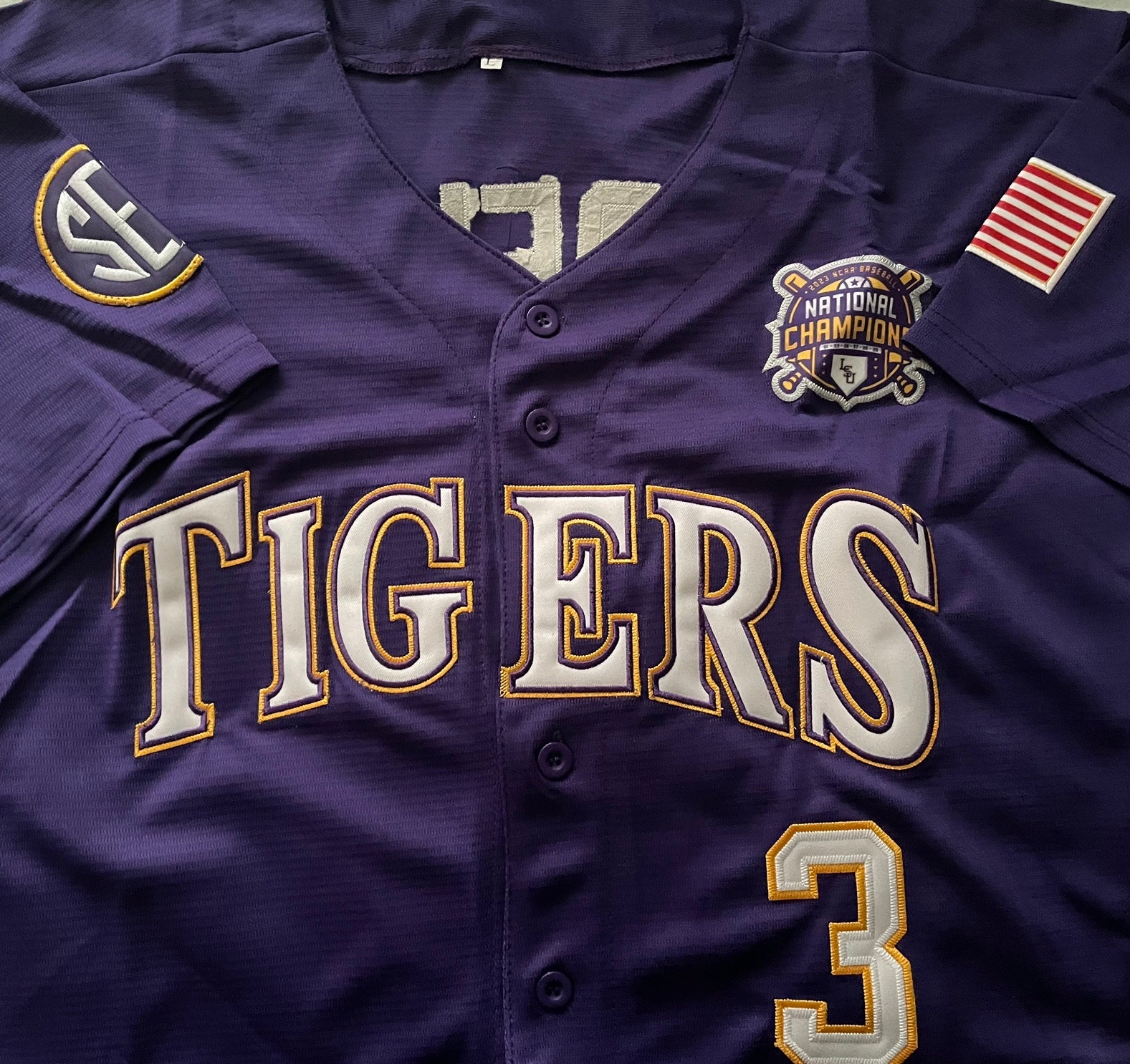 LSU Tigers Baseball Large College World Series Jersey