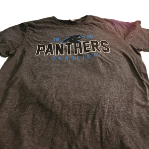 NFL Team Apparel Carolina Panthers Logo Gray Large Adult Unisex T-shirt - Sz. L(New)