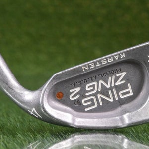 PING ZING 2 BROWN DOT 4 IRON W/ KARSTEN JZ STIFF FLEX STEEL SHAFT