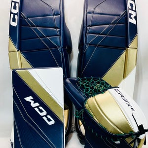 New CCM E-Flex 6 custom Pro Stock Full Set (White/Navy/Gold) - Regular - 35+1