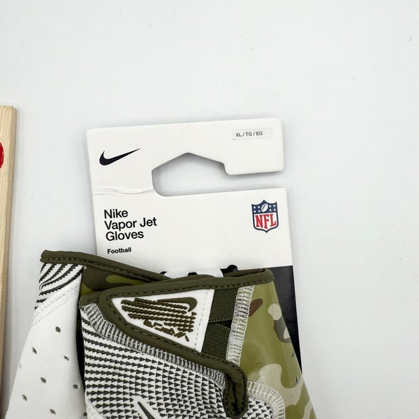Nike Vapor Jet 8.0 Football Gloves White Camo NFL Issued RARE HQ1120-153 Sz XL  New