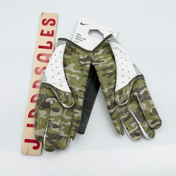 Nike Vapor Jet 8.0 Football Gloves White Camo NFL Issued RARE HQ1120-153 Sz XL  New