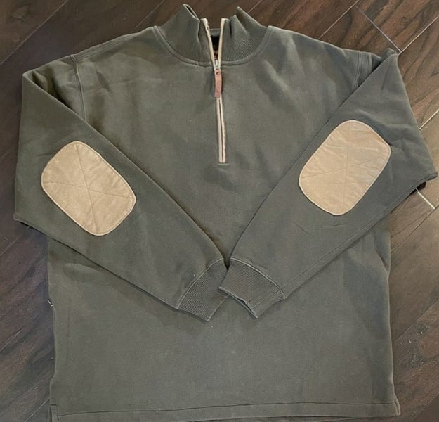 Woolrich Sweater Men's Large Brown Elbow Pads Patches 1/4 Zip Pullover