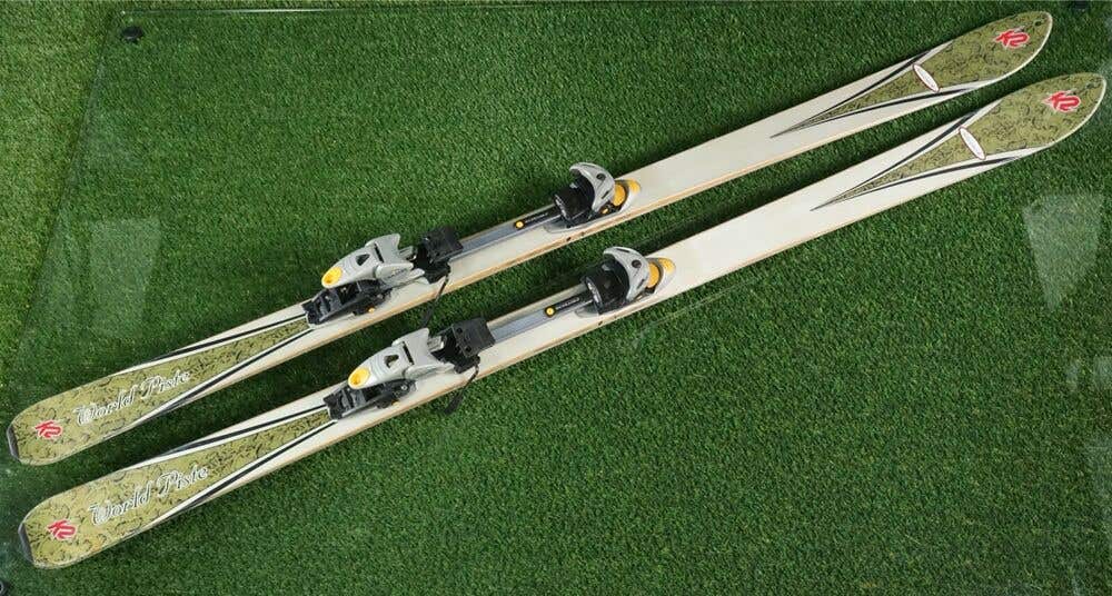K2 WORLD PISTE TELEMARK 187CM SKIS W/ DIAMIR FRITSCHI SWISS ADJUST