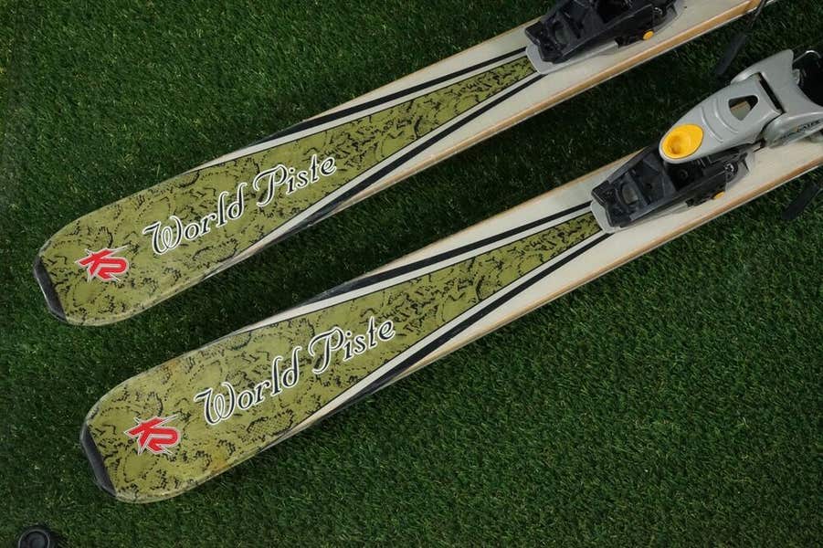 K2 WORLD PISTE TELEMARK 187CM SKIS W/ DIAMIR FRITSCHI SWISS ADJUST