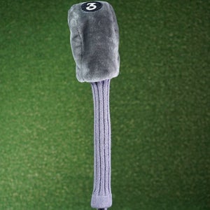 UNBRANDED GREY FLUFFY 3 FAIRWAY WOOD GOLF HEADCOVER ~ L@@K!!