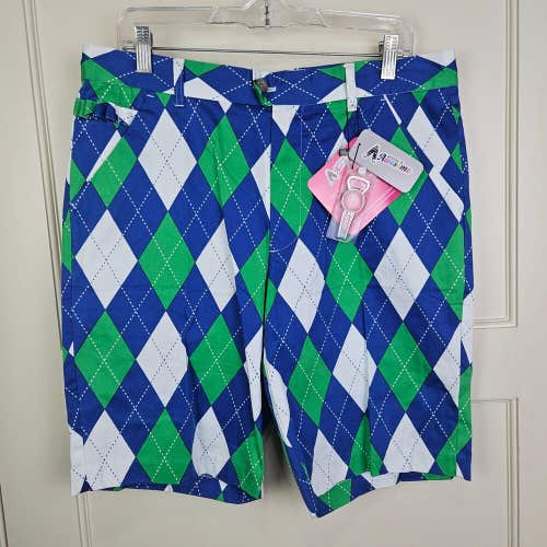 Royal & Awesome Golf Shorts Mens Size: 34 Argyle Blues on the Green