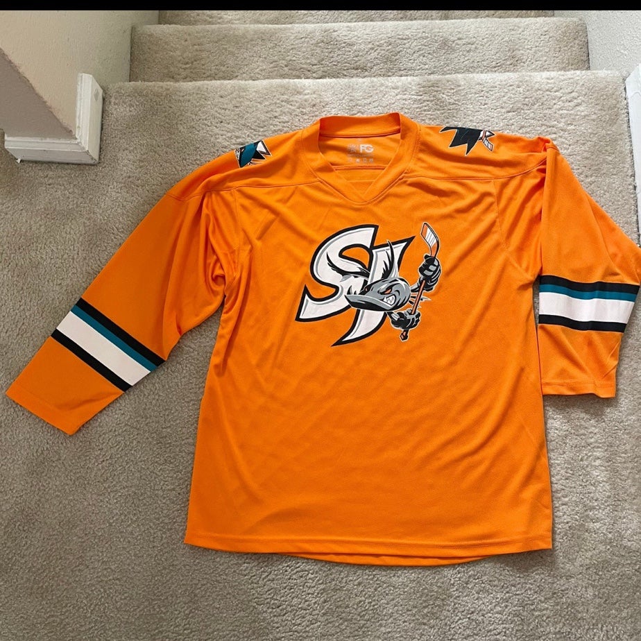 AHL San Jose Barracuda Orange Jersey Size Medium Men's Give Away