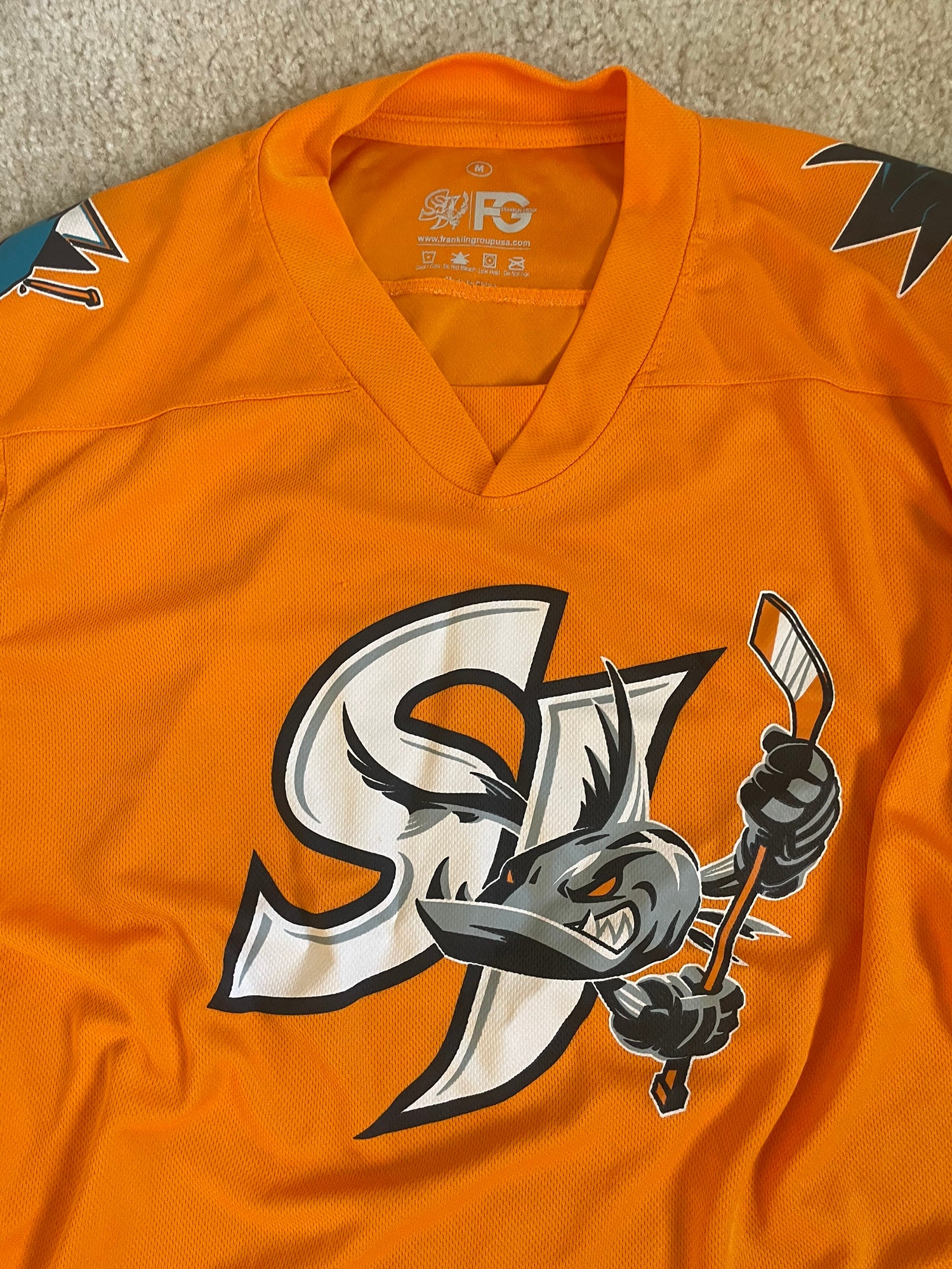 AHL San Jose Barracuda Orange Jersey Size Medium Men's Give Away