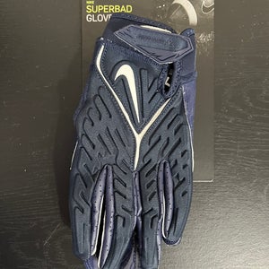 Nike Superbad Football Gloves Wide Receiver Size Medium Navy White DX4497-414
