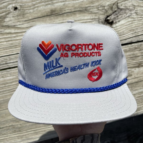 Vintage Vigortone Ag Agriculture Products Milk Hat Cap Snapback Farm NOS Rare