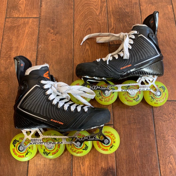 Easton Mako II 7.5EE Converted Roller Hockey Skates with Kryptonium Chassis *READ FULL DESCRIPTION*