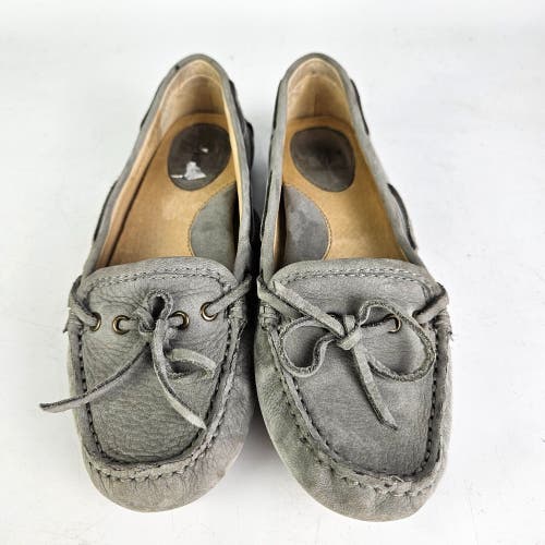 Frye Reagan Campus Driver Moccasin Shoe Gray Leather Women Size 5.5 M