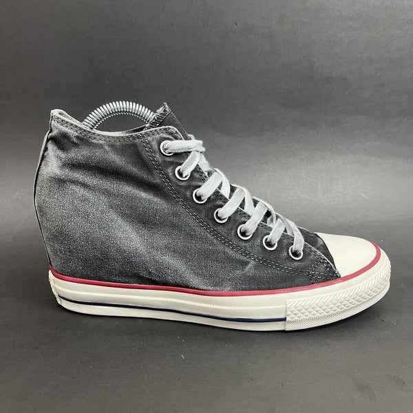 Converse CTAS Lux Mid Hidden Wedge Heel Distressed Grey Womens Size 9 547193C
