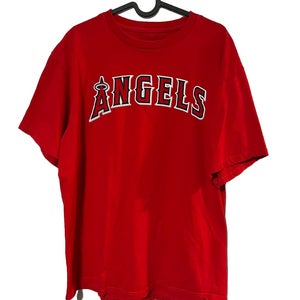VINTAGE MAJESTIC LOS ANGELES ANGELS MLB L RED SHORT SLEEVE SHIRT