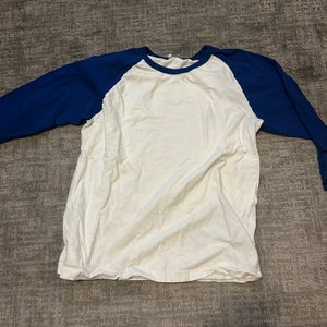 3/4 White/Blue Baseball Undershirt