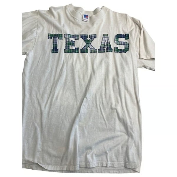 Vintage Russel Athletic Texas UT Austin shirt Women Large 90s USA Cotton plaid S
