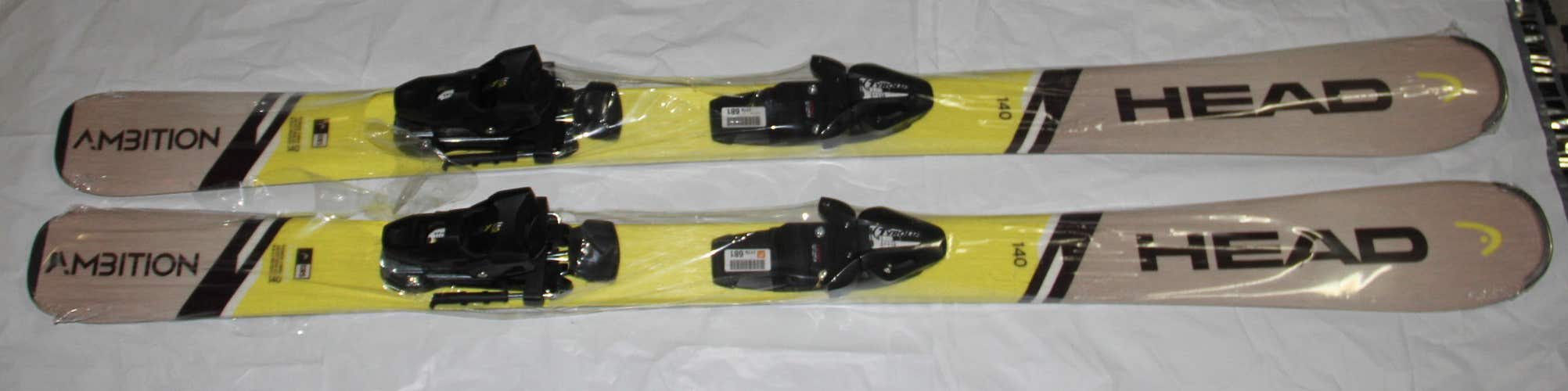 NEW HEAD Ambition 140cm skis R Skis with BYS10 Bindings fit 23.5 to 26.5 boots