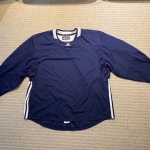 Goalie Cut Adidas Pro Stock Hockey Practice Jersey Blank Blue Size 58G