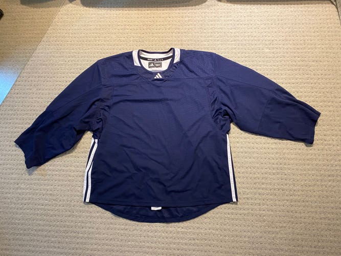Goalie Cut Adidas Pro Stock Hockey Practice Jersey Blank Blue Size 58G