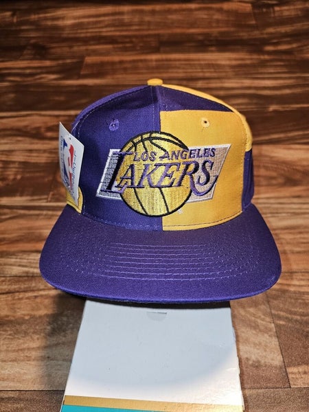 NEW Vintage Rare Los Angeles Lakers Motion Logo Color Block Sports Hat Snapback