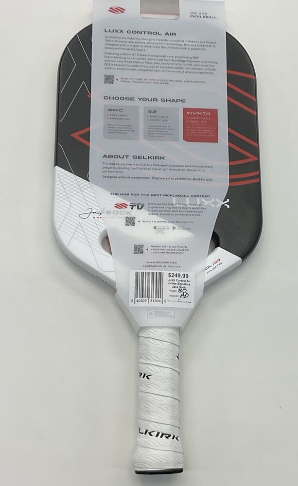 Selkirk Luxx Control Air Invikta Jack Sock Pickleball Paddle