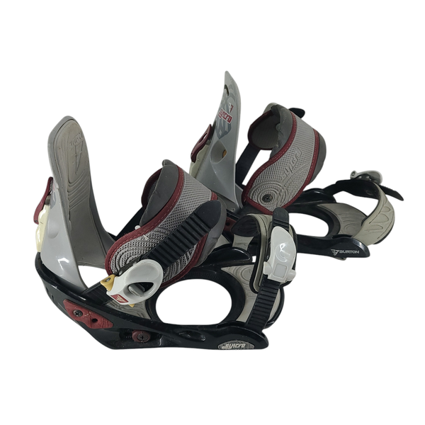 Burton Syncro Snowboard Bindings Unisex Kids Grey Maroon
