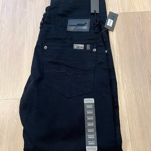 New Buffalo David Bitton Mens Jeans 34x32 Black Straight Six Denim Pant Everyday