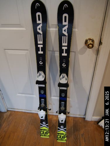 Kid's HEAD 120 cm All Mountain World Cup Rebel I.race Team Skis With Bindings (Used)